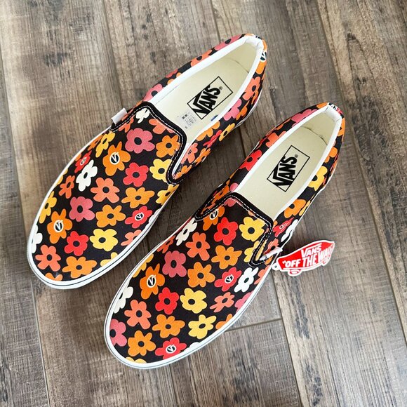 NEW Vans Mens 13 Shoes Classic Slip On Floral Low Flower Sneaker Low Skateboard - Picture 3 of 11
